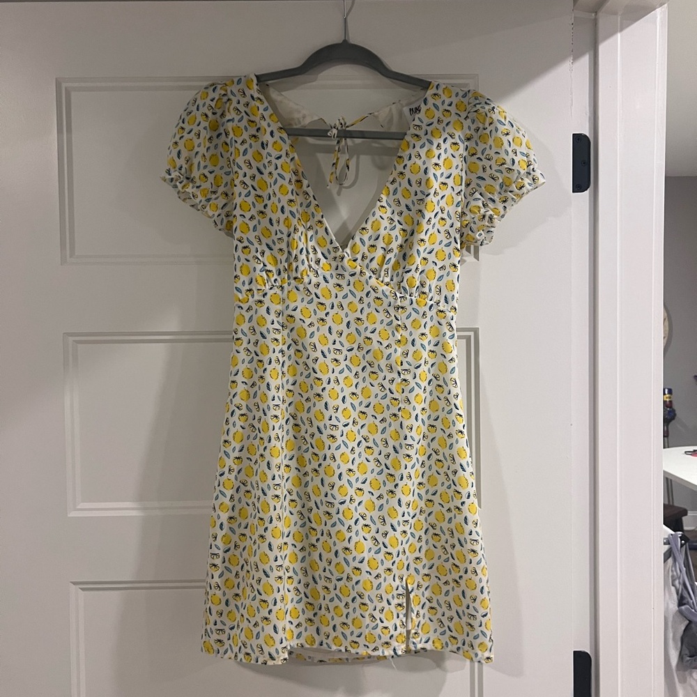 Princess Polly Backless Floral Dress - Yellow and Blue
